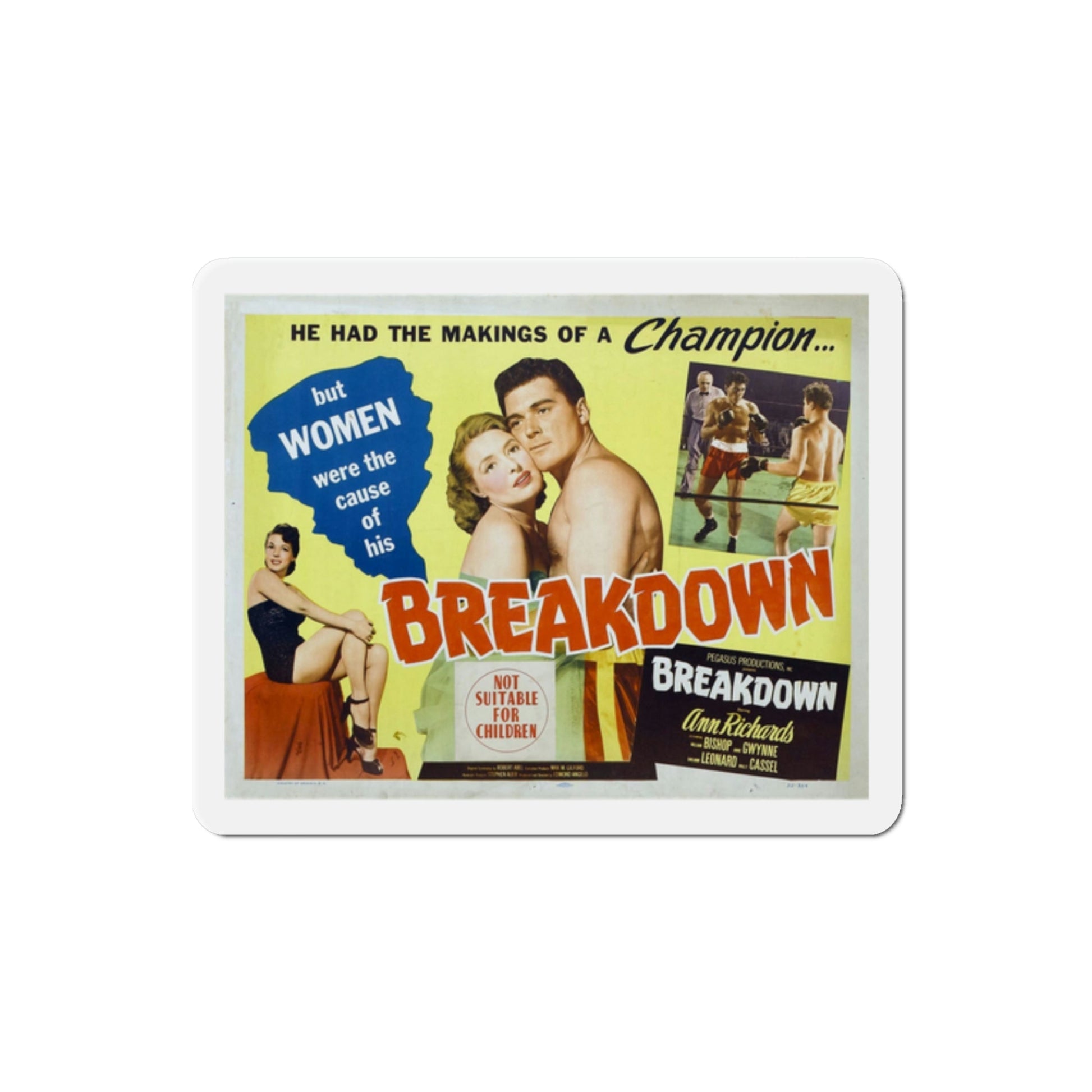 Breakdown 1952 Movie Poster Die-Cut Magnet-2 Inch-The Sticker Space