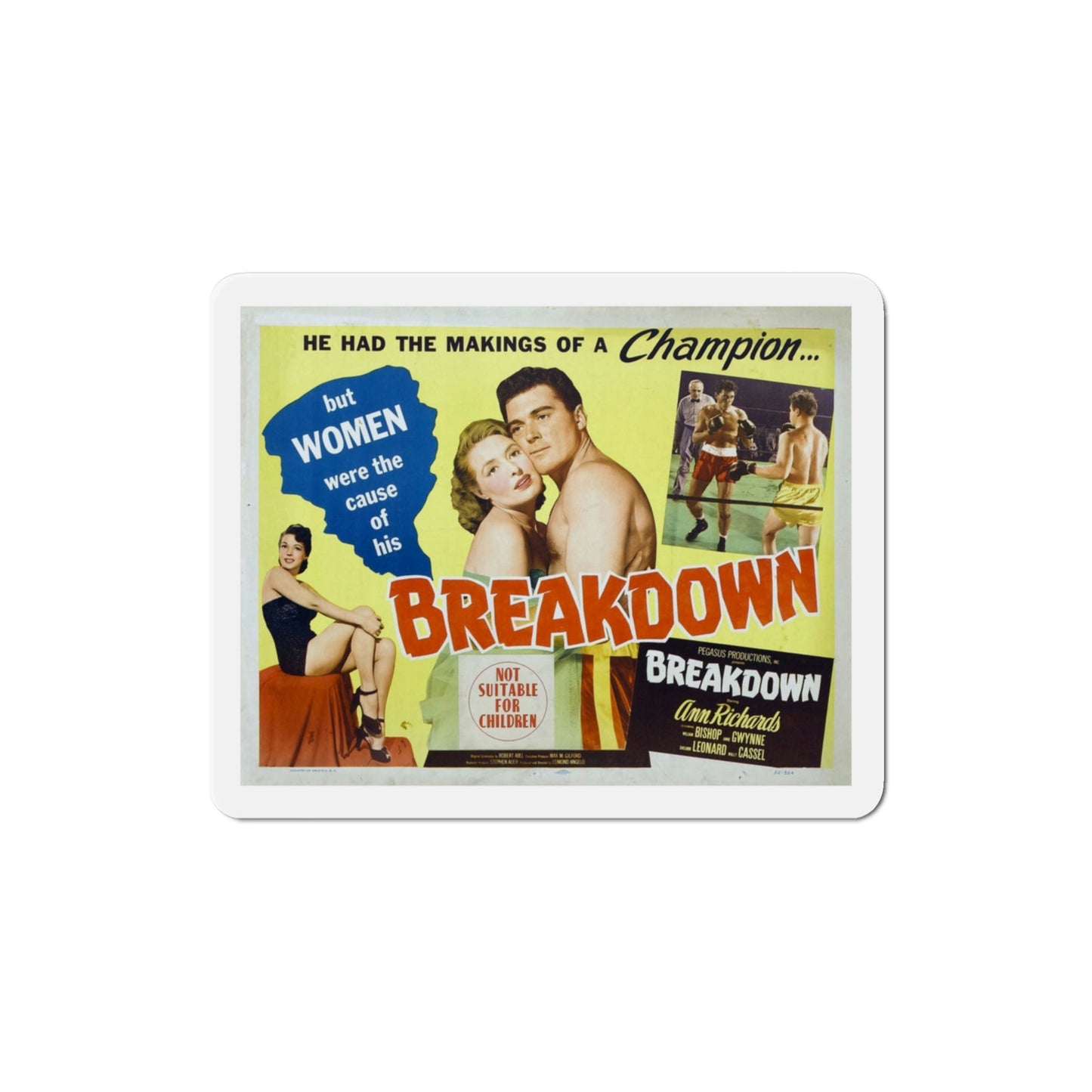 Breakdown 1952 Movie Poster Die-Cut Magnet-3 Inch-The Sticker Space