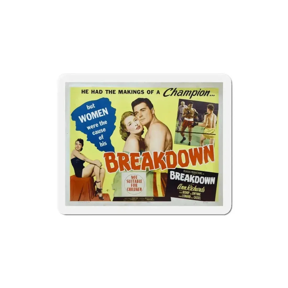 Breakdown 1952 Movie Poster Refrigerator Magnet 4 Inch - The Sticker Space