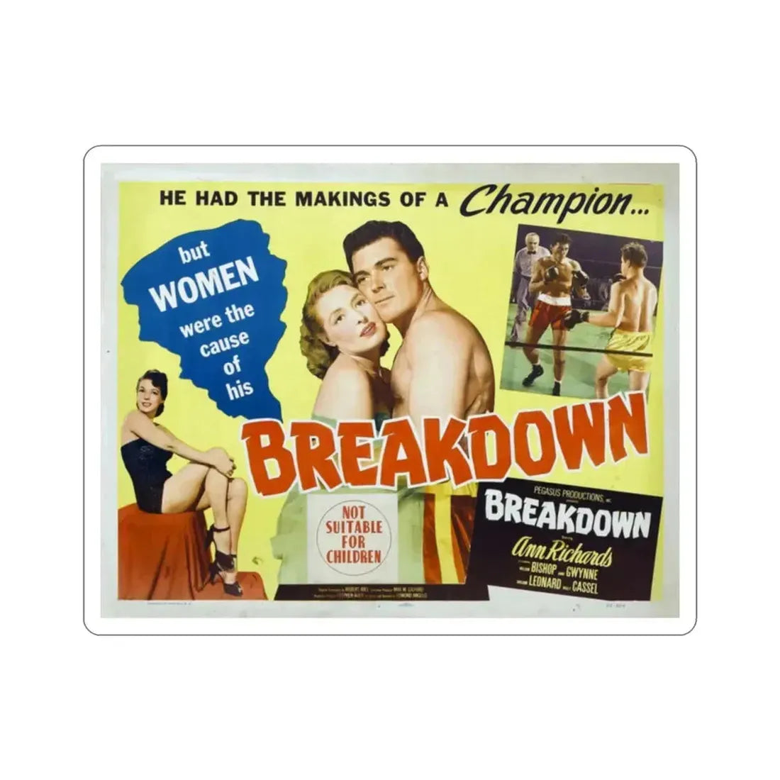 Breakdown 1952 Movie Poster STICKER Vinyl Die-Cut Decal 2 Inch - The Sticker Space