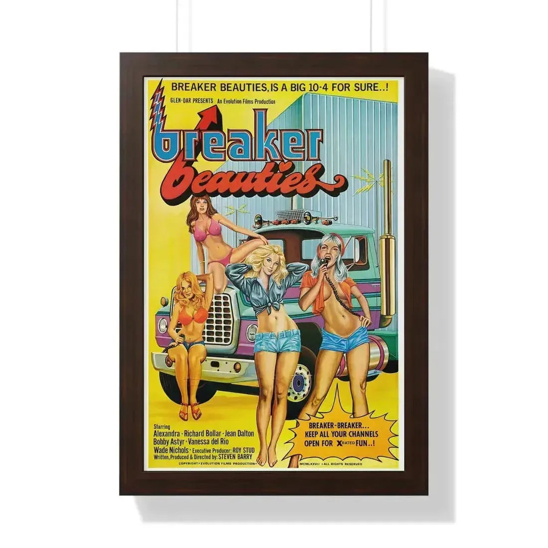 BREAKER BEAUTIES 1977 - Framed Movie Poster 16″ x 24″ Walnut - The Sticker Space