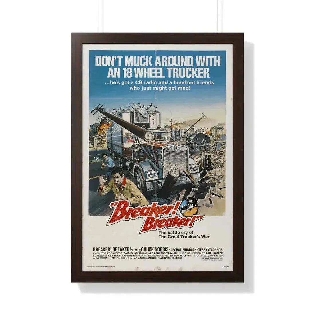 BREAKER BREAKER 1977 - Framed Movie Poster 20" x 30" Walnut - The Sticker Space