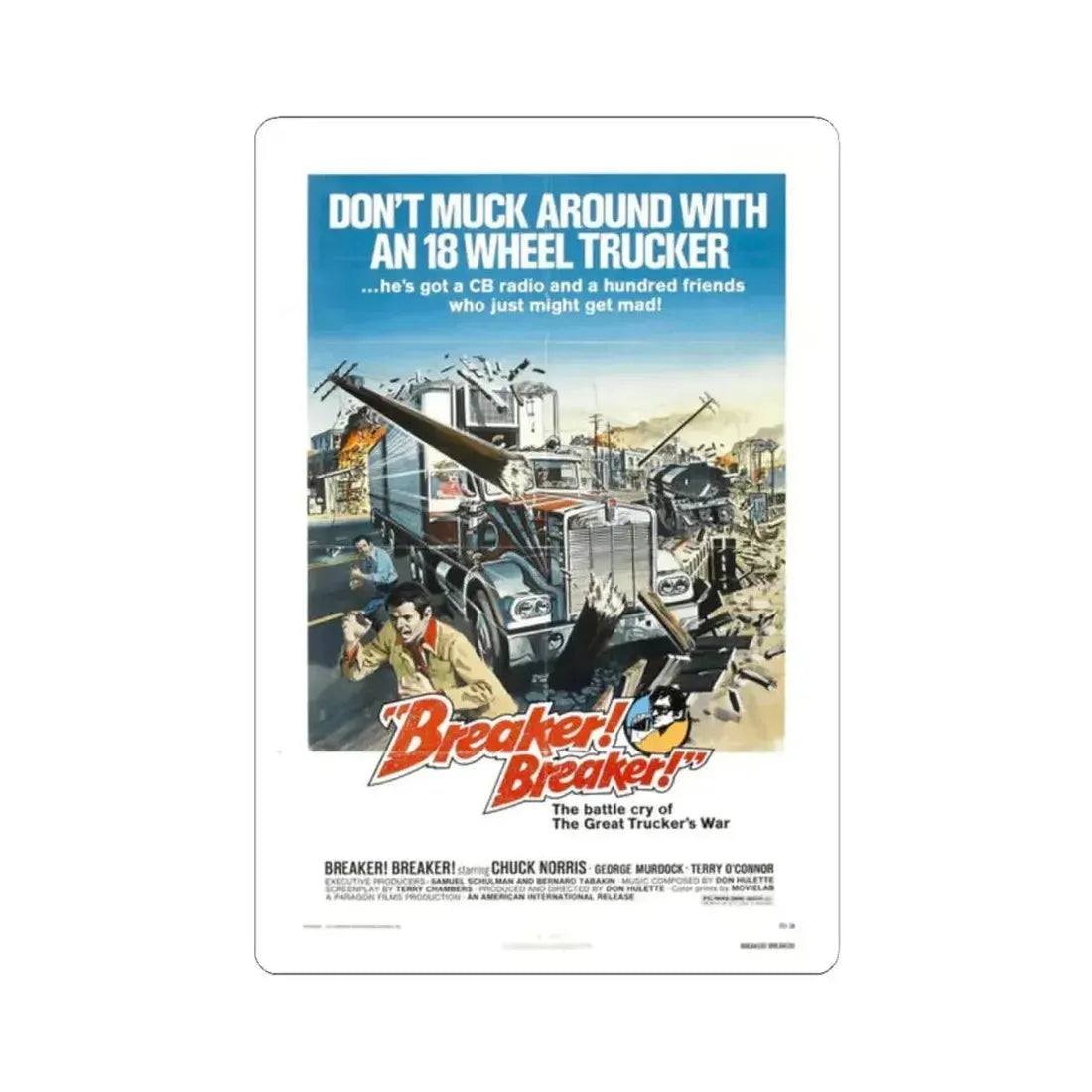 Breaker! Breaker! 1977 Movie Poster - STICKER Vinyl Kiss-Cut Decal 2 Inch White - The Sticker Space
