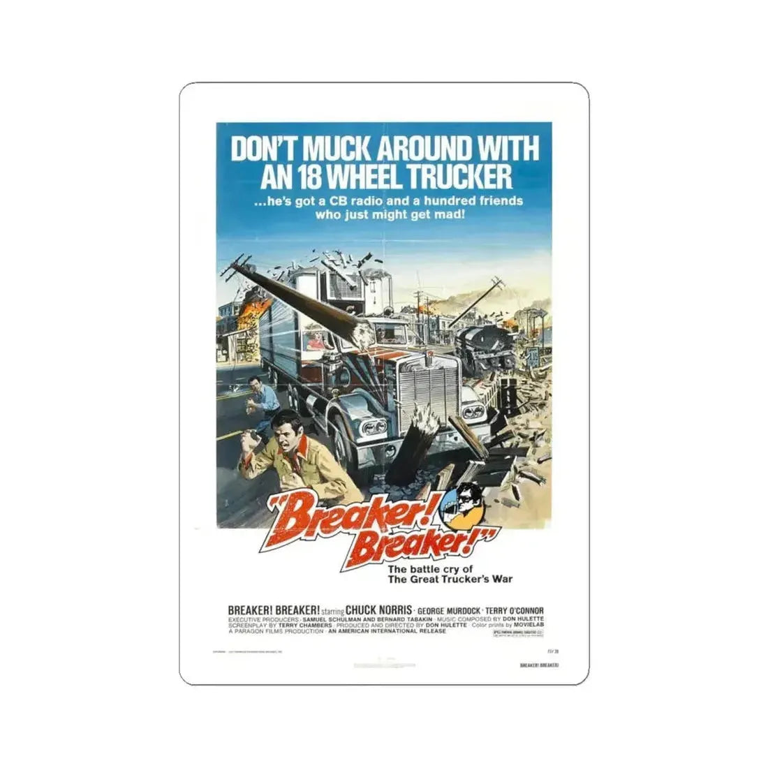 Breaker! Breaker! 1977 Movie Poster - STICKER Vinyl Kiss-Cut Decal 6 Inch White - The Sticker Space
