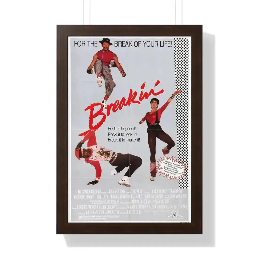 BREAKIN' 1984 - Framed Movie Poster 16″ x 24″ Walnut - The Sticker Space