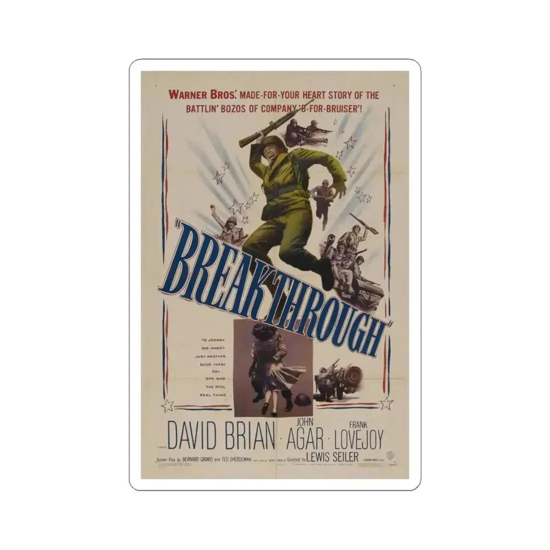 Breakthrough 1950 Movie Poster - STICKER Vinyl Kiss-Cut Decal 6 Inch White - The Sticker Space