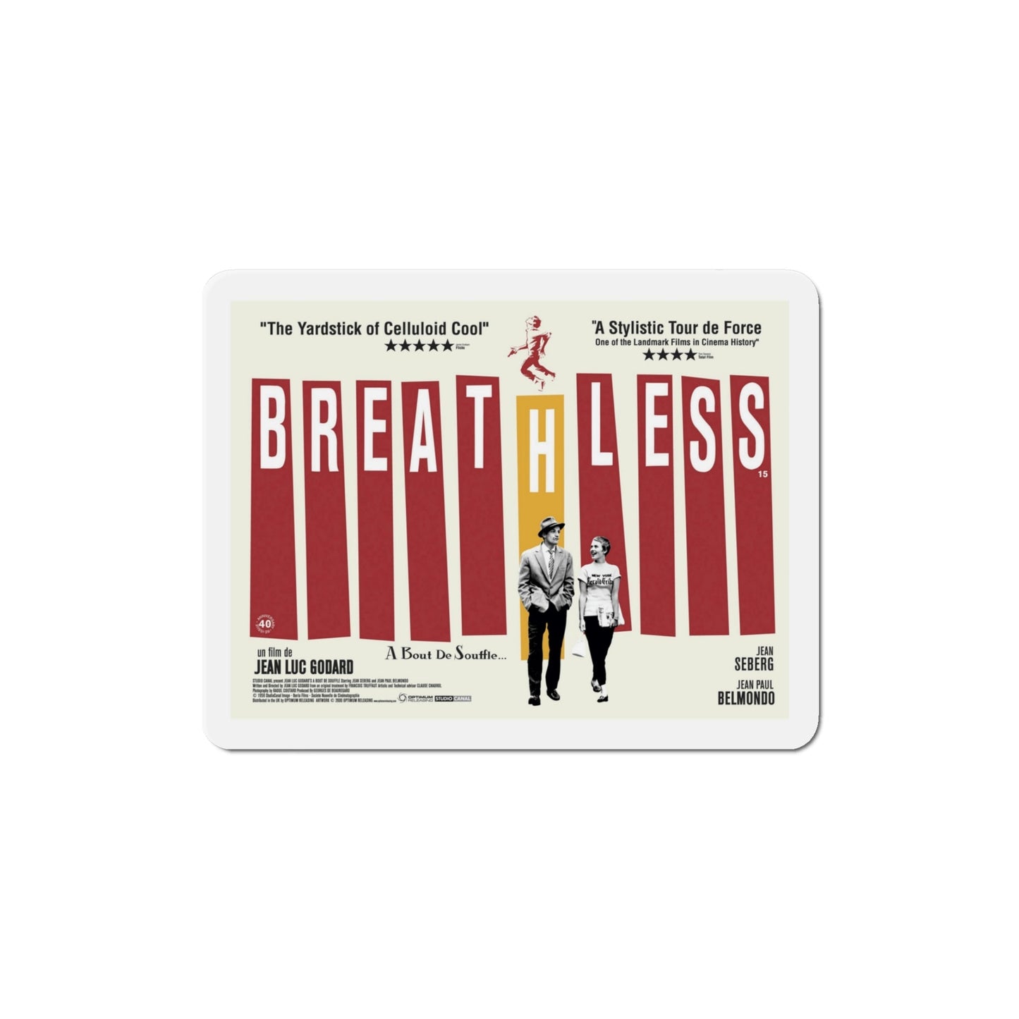 Breathless 1960 Movie Poster Die-Cut Magnet-4 Inch-The Sticker Space