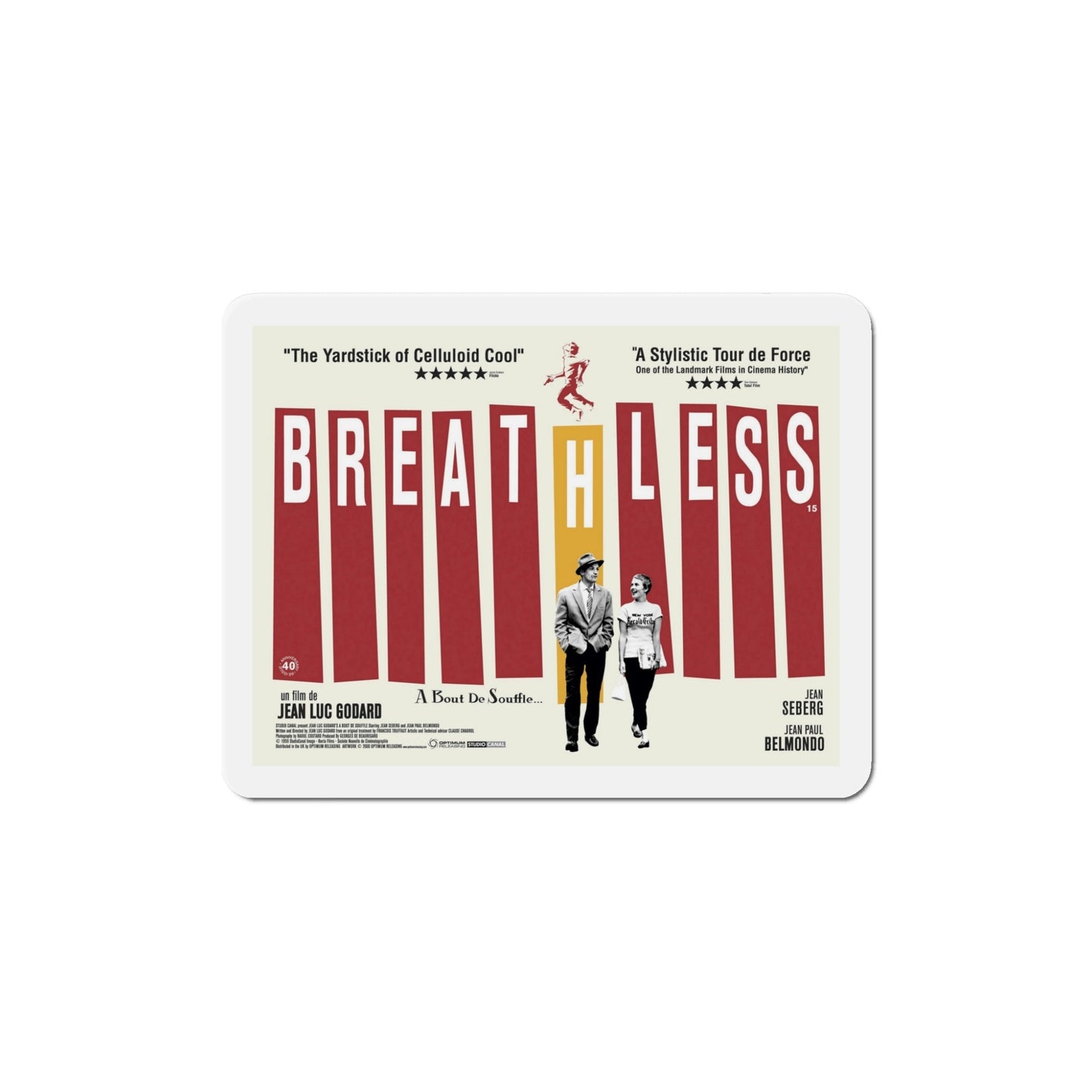 Breathless 1960 Movie Poster Die-Cut Magnet-5 Inch-The Sticker Space