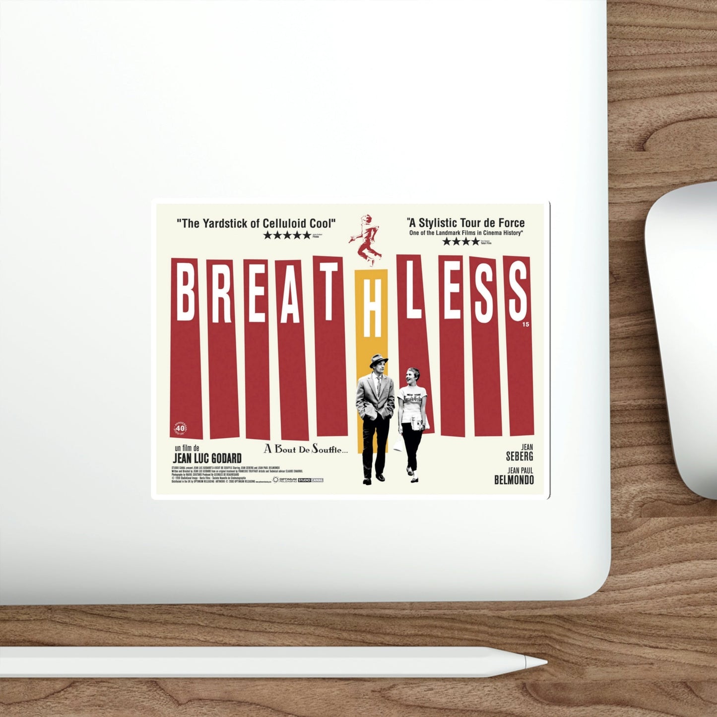 Breathless 1960 Movie Poster STICKER Vinyl Die-Cut Decal-The Sticker Space