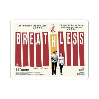 Breathless 1960 Movie Poster - STICKER Vinyl Kiss-Cut Decal 6 Inch White - The Sticker Space