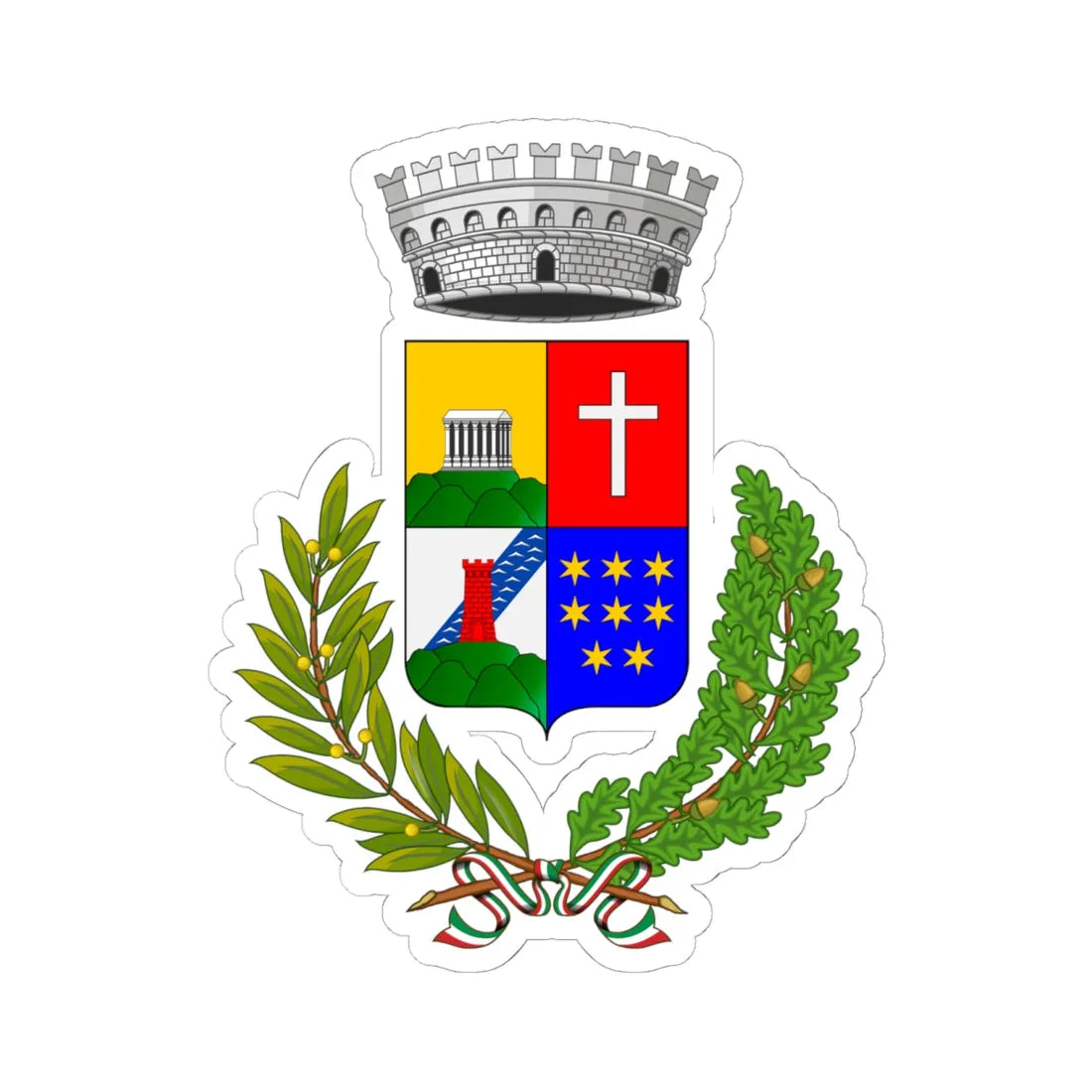 Brebbia-Stemma (Italy) (Coat of Arms) STICKER Vinyl Kiss-Cut Decal 6 Inch White - The Sticker Space