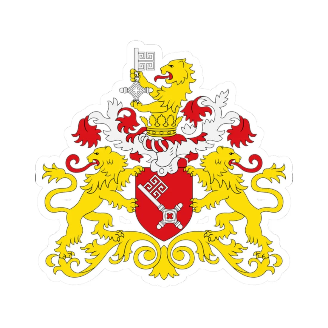 Bremen state flag coat of arms (Germany) (Coat of Arms) STICKER Vinyl Kiss-Cut Decal 2 Inch White - The Sticker Space