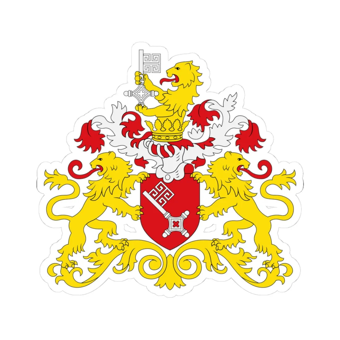 Bremen state flag coat of arms (Germany) (Coat of Arms) STICKER Vinyl Kiss-Cut Decal 3 Inch White - The Sticker Space