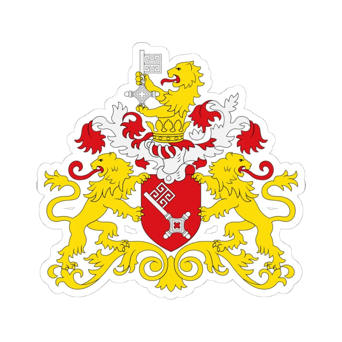 Bremen state flag coat of arms (Germany) (Coat of Arms) STICKER Vinyl Kiss-Cut Decal 4 Inch White - The Sticker Space