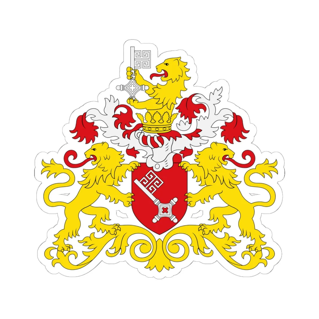 Bremen state flag coat of arms (Germany) (Coat of Arms) STICKER Vinyl Kiss-Cut Decal 6 Inch White - The Sticker Space