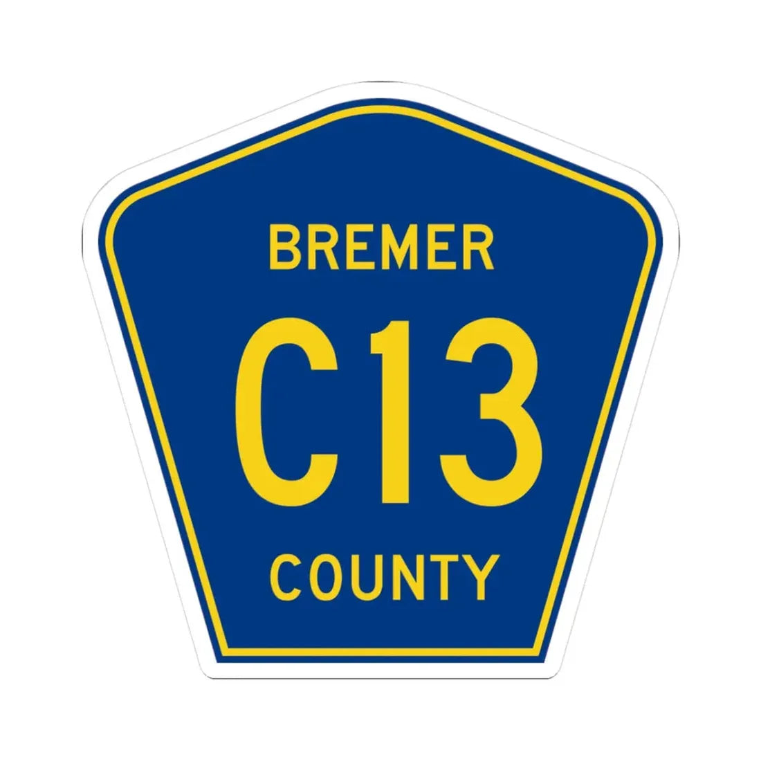 Bremer County Route C13 IA (Iowa) (Road Sign) STICKER Vinyl Kiss-Cut Decal 3 Inch White - The Sticker Space