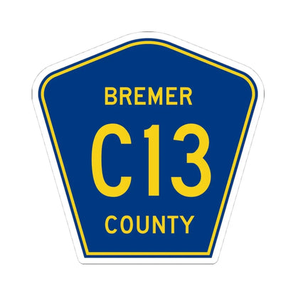 Bremer County Route C13 IA (Iowa) (Road Sign) STICKER Vinyl Kiss-Cut Decal 4 Inch White - The Sticker Space
