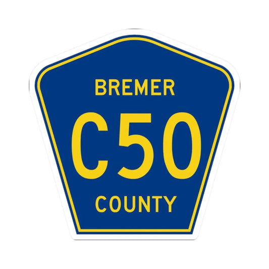 Bremer County Route C50 IA (Iowa) (Road Sign) STICKER Vinyl Kiss-Cut Decal 2 Inch White - The Sticker Space