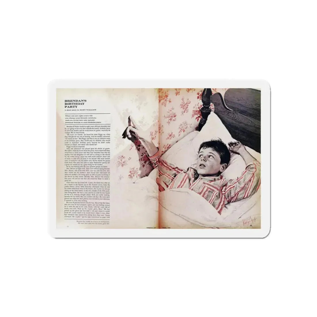 Brendan's Birthday Party, Woman's Day, March 1965 (Magazine Illustration) Refrigerator Magnet 3 Inch Die-Cut - The Sticker Space