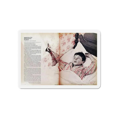 Brendan's Birthday Party, Woman's Day, March 1965 (Magazine Illustration) Refrigerator Magnet 3 Inch Die-Cut - The Sticker Space