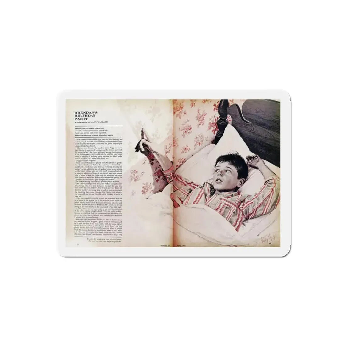 Brendan's Birthday Party, Woman's Day, March 1965 (Magazine Illustration) Refrigerator Magnet 5 Inch Die-Cut - The Sticker Space