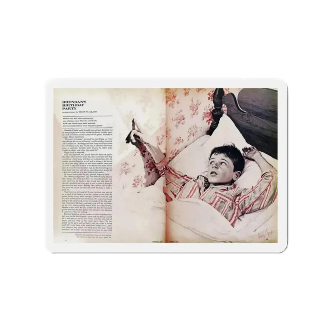 Brendan's Birthday Party, Woman's Day, March 1965 (Magazine Illustration) Refrigerator Magnet - The Sticker Space