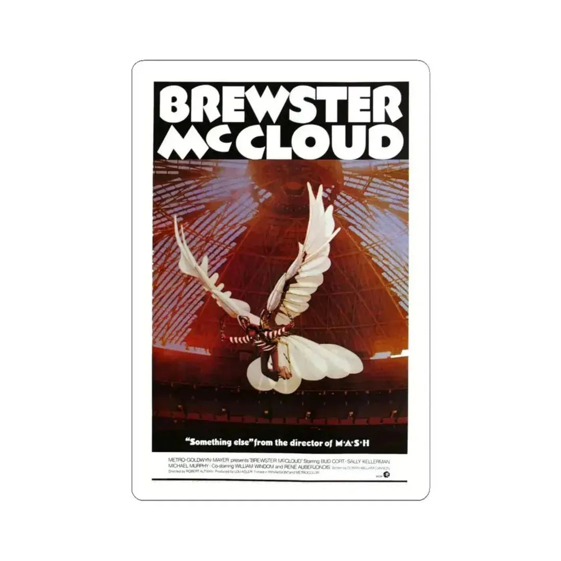 Brewster McCloud 1970 Movie Poster - STICKER Vinyl Kiss-Cut Decal 6 Inch White - The Sticker Space