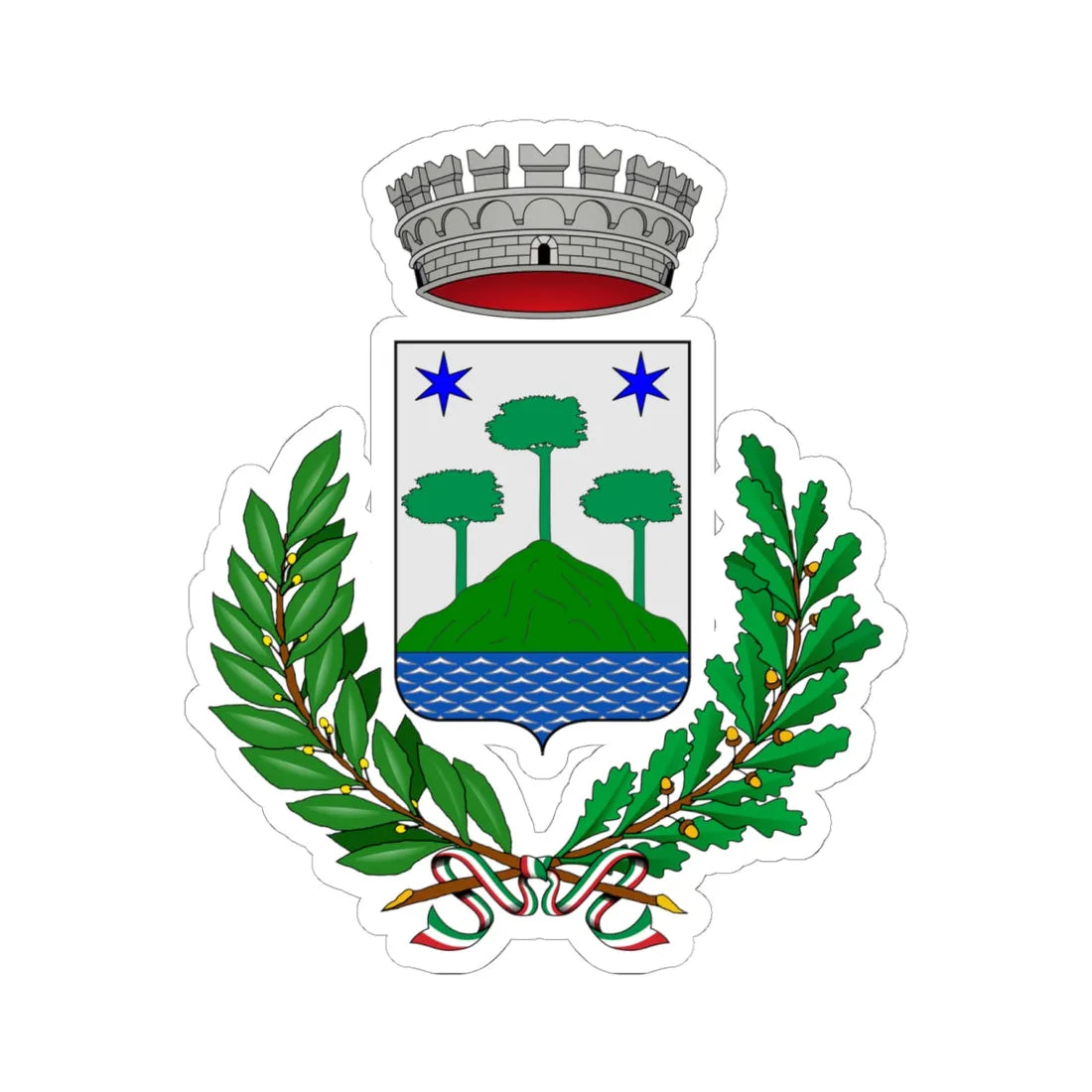 Brezzo di Bedero-Stemma (Italy) (Coat of Arms) STICKER Vinyl Kiss-Cut Decal 6 Inch White - The Sticker Space