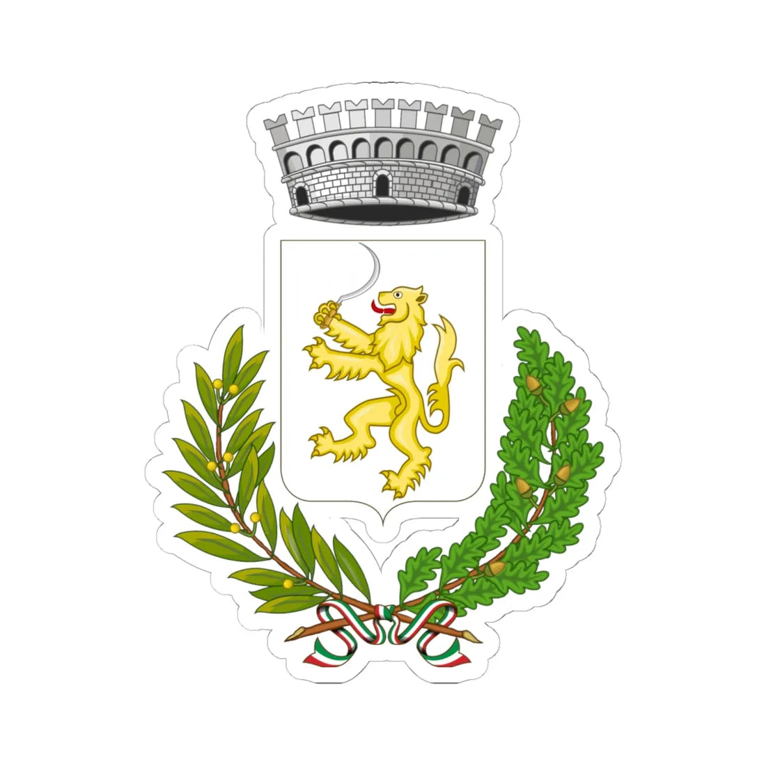 Bricherasio-Stemma (Italy) (Coat of Arms) STICKER Vinyl Kiss-Cut Decal 6 Inch White - The Sticker Space