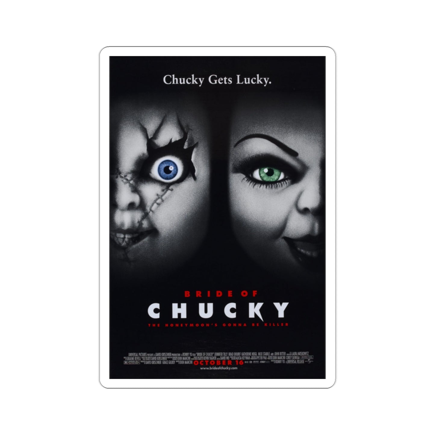 Bride of Chucky 1998 Movie Poster STICKER Vinyl Die-Cut Decal-2 Inch-The Sticker Space