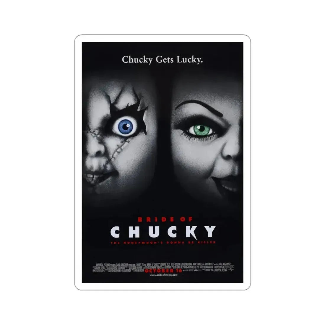 Bride of Chucky 1998 Movie Poster STICKER Vinyl Die-Cut Decal 4 Inch - The Sticker Space