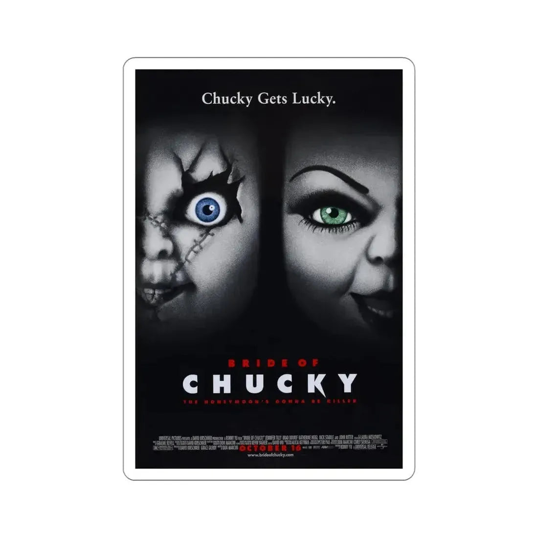 Bride of Chucky 1998 Movie Poster STICKER Vinyl Die-Cut Decal 5 Inch - The Sticker Space