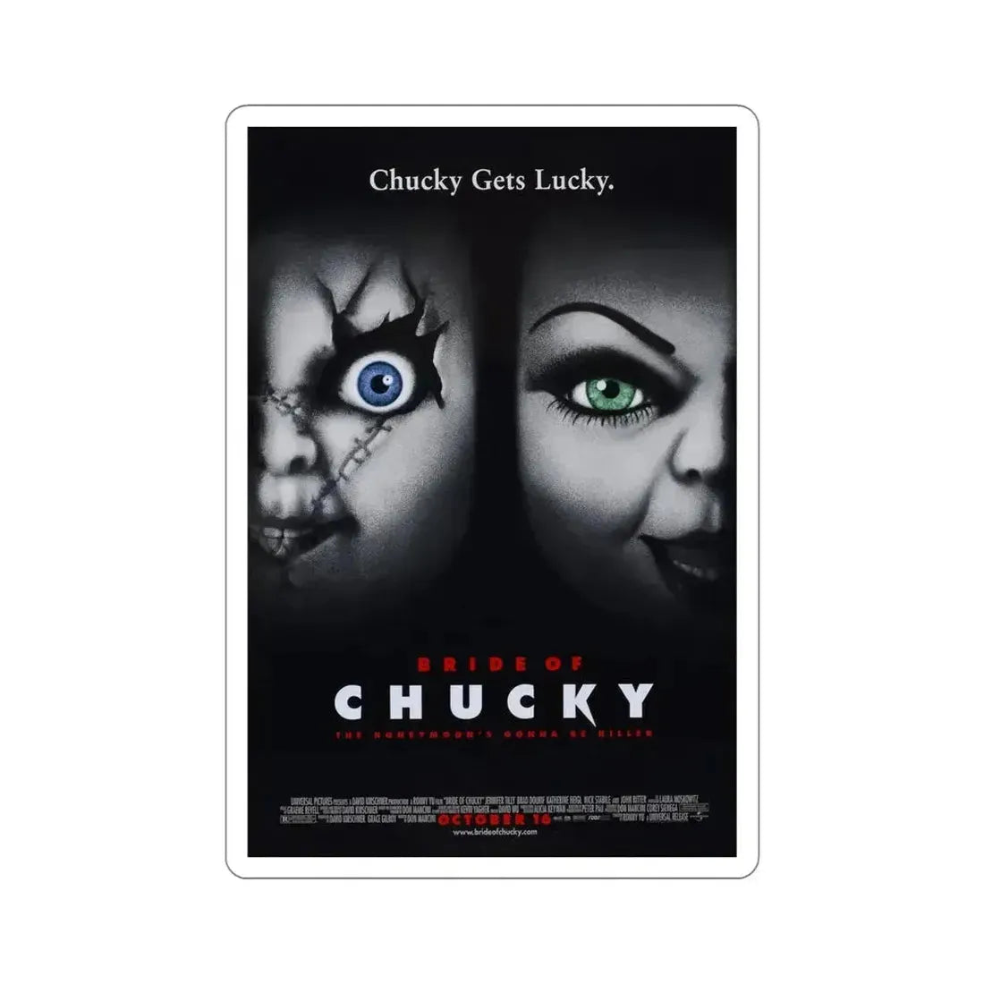 Bride of Chucky 1998 Movie Poster STICKER Vinyl Die-Cut Decal 6 Inch - The Sticker Space