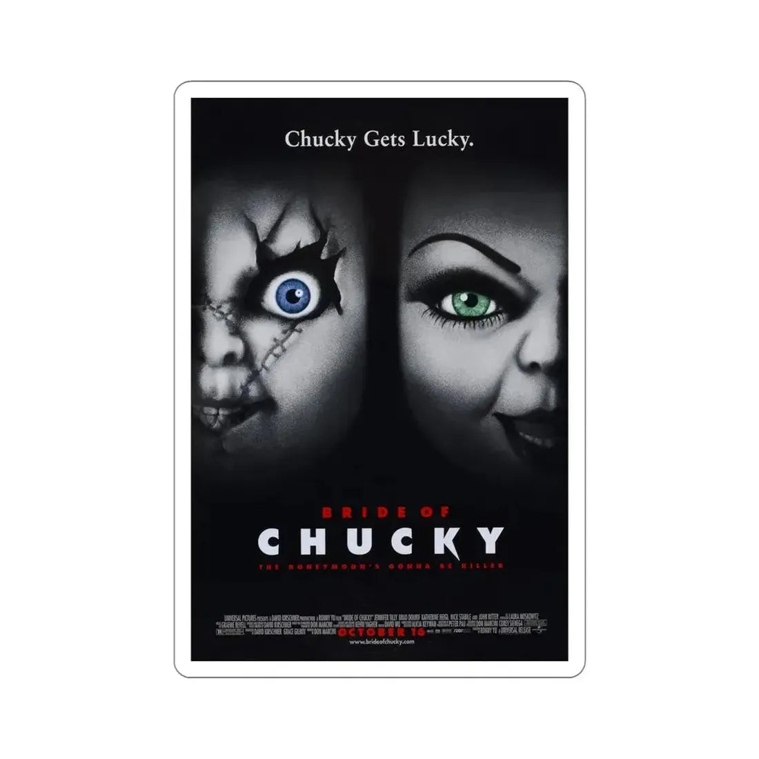Bride of Chucky 1998 Movie Poster STICKER Vinyl Die-Cut Decal 6 Inch - The Sticker Space