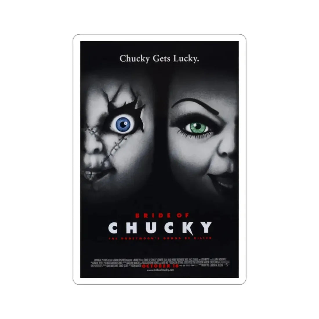 Bride of Chucky 1998 Movie Poster STICKER Vinyl Die-Cut Decal - The Sticker Space