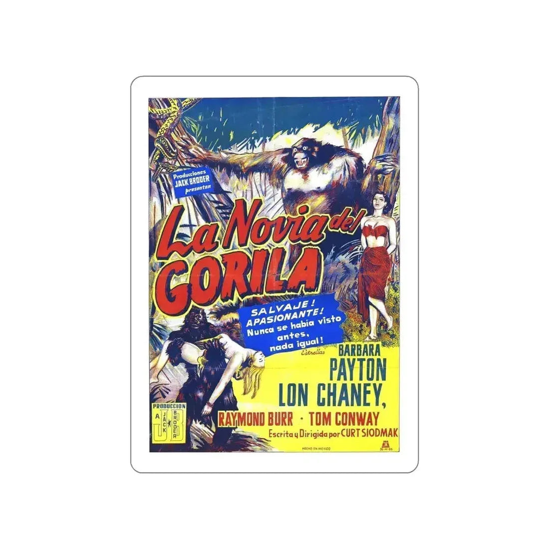 BRIDE OF THE GORILLA 1951 Movie Poster STICKER Vinyl Die-Cut Decal 6 Inch - The Sticker Space