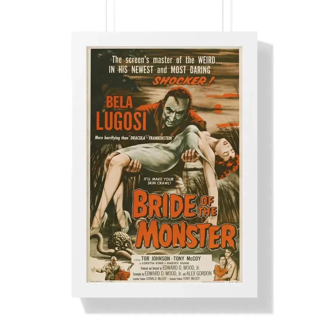BRIDE OF THE MONSTER 1955 - Framed Movie Poster 16″ x 24″ White - The Sticker Space