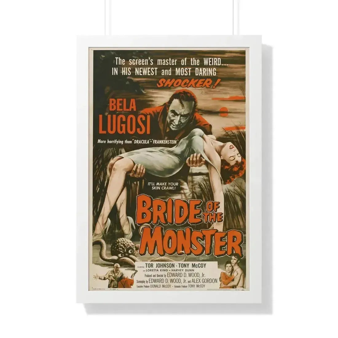 BRIDE OF THE MONSTER 1955 - Framed Movie Poster 20" x 30" White - The Sticker Space