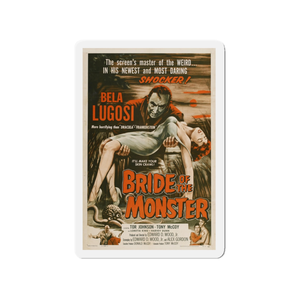 BRIDE OF THE MONSTER 1955 Movie Poster - Die-Cut Magnet-3" x 3"-The Sticker Space