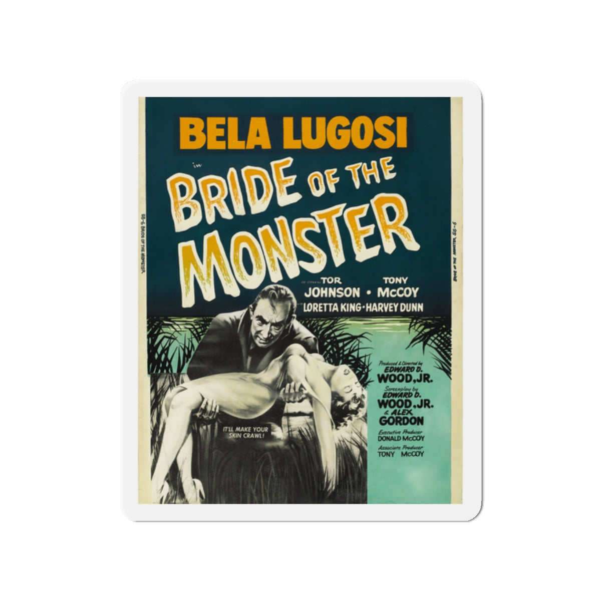 BRIDE OF THE MONSTER (2) 1955 Movie Poster - Die-Cut Magnet-2" x 2"-The Sticker Space