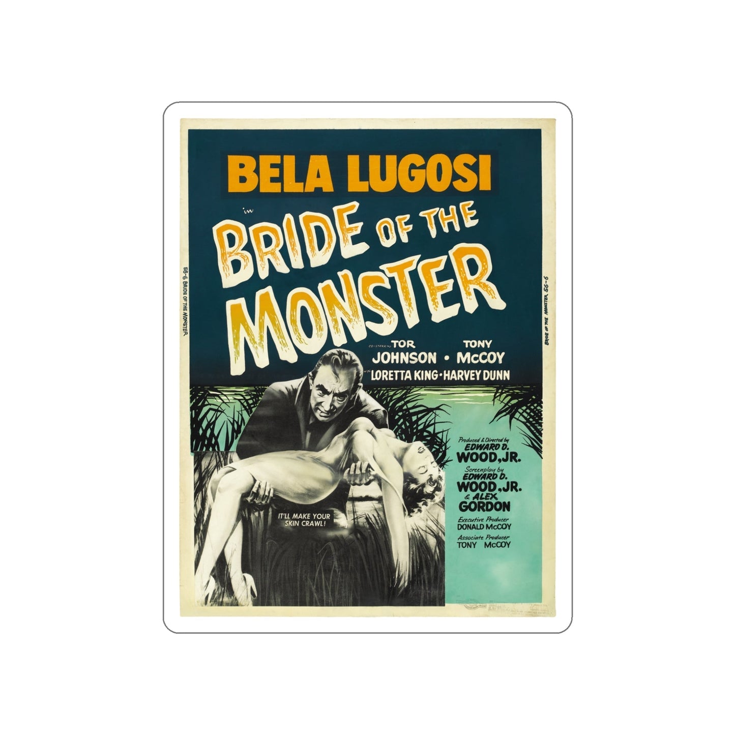 BRIDE OF THE MONSTER (2) 1955 Movie Poster STICKER Vinyl Die-Cut Decal-5 Inch-The Sticker Space