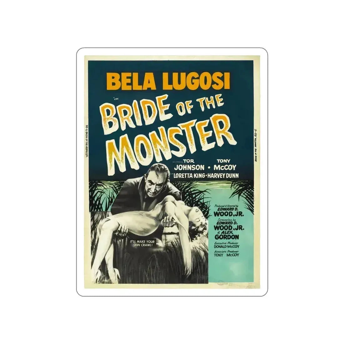 BRIDE OF THE MONSTER (2) 1955 Movie Poster STICKER Vinyl Die-Cut Decal 5 Inch - The Sticker Space