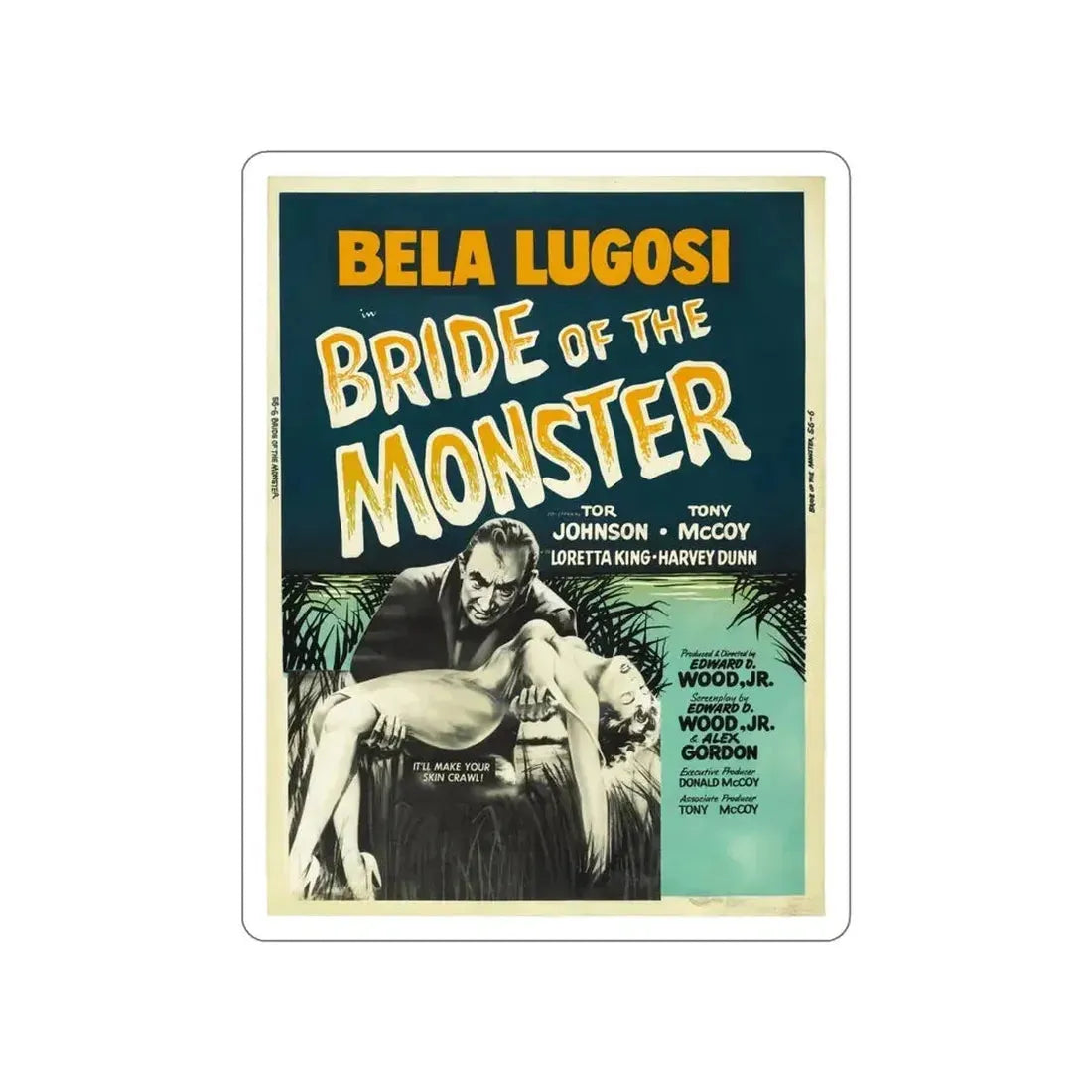 BRIDE OF THE MONSTER (2) 1955 Movie Poster STICKER Vinyl Die-Cut Decal - The Sticker Space