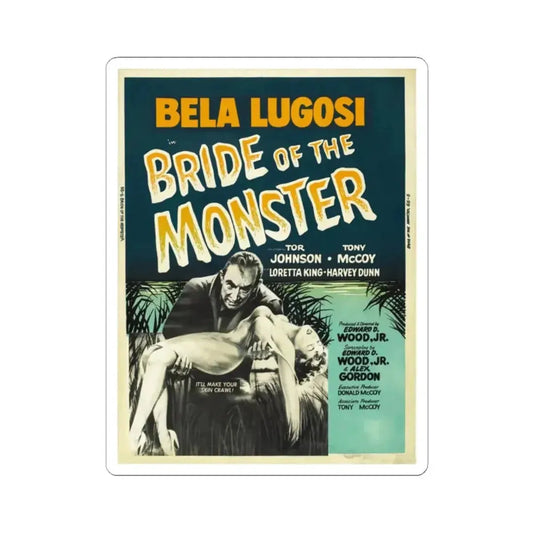 BRIDE OF THE MONSTER (2) 1955 Movie Poster - STICKER Vinyl Kiss-Cut Decal 2 Inch White - The Sticker Space