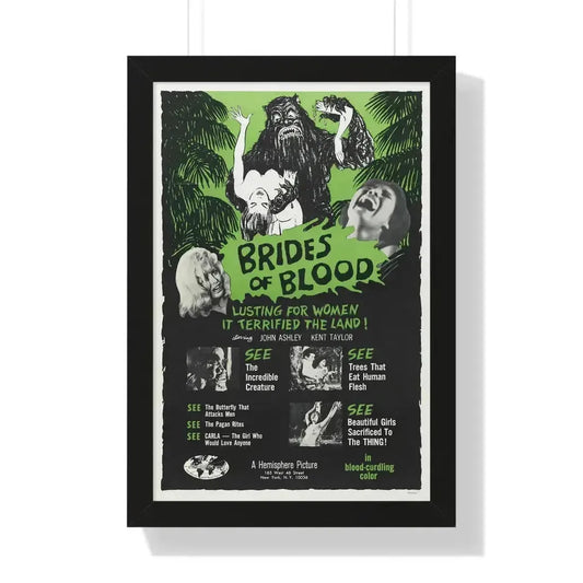 BRIDES OF BLOOD 1968 - Framed Movie Poster 16″ x 24″ Black - The Sticker Space