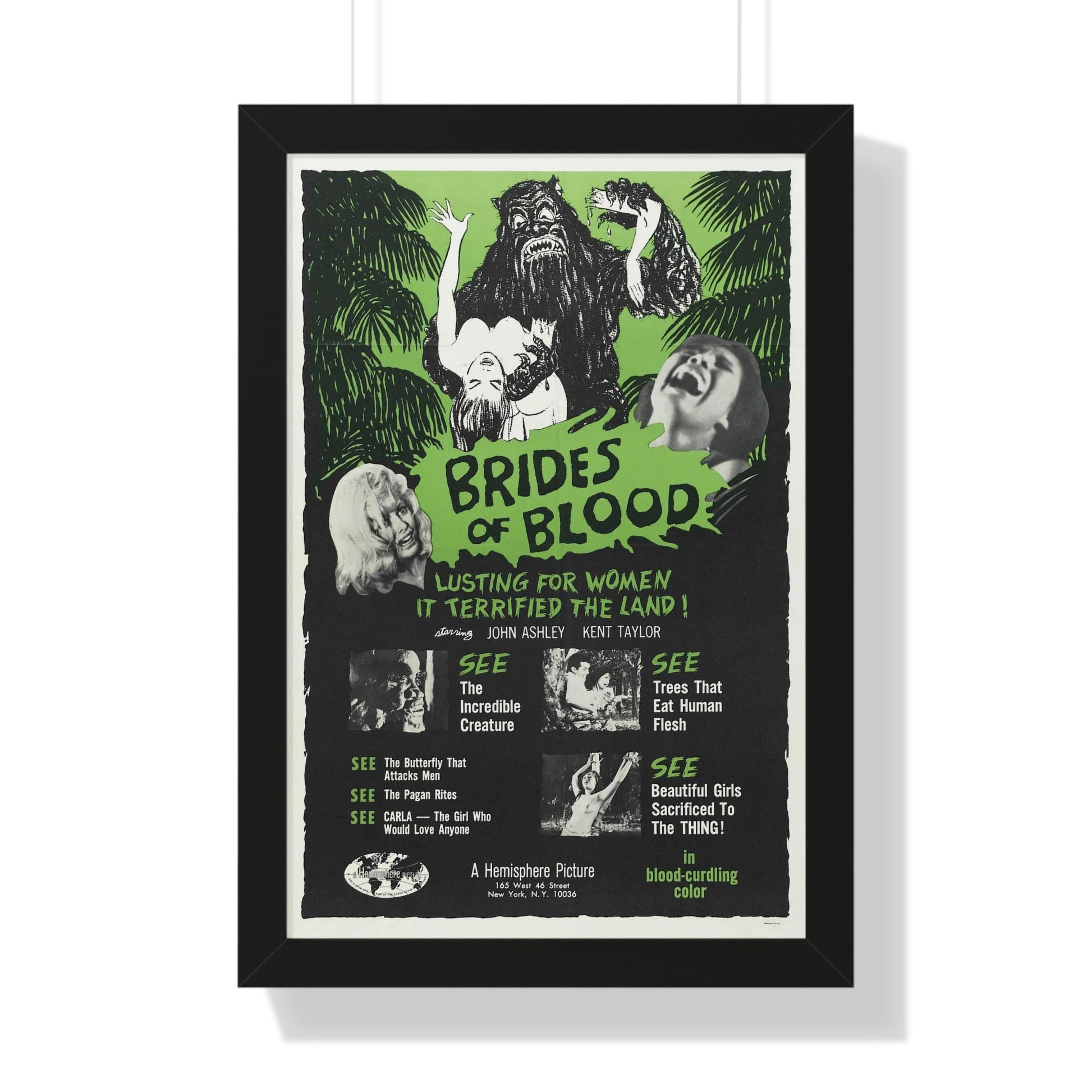 BRIDES OF BLOOD 1968 - Framed Movie Poster-16″ x 24″-The Sticker Space