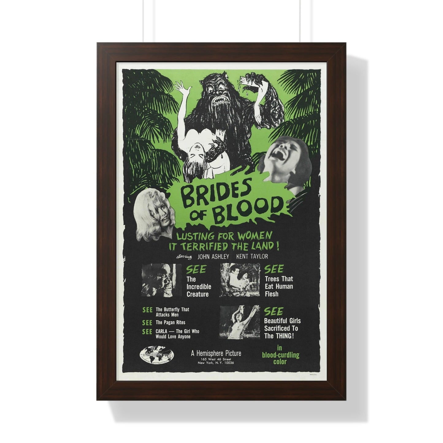 BRIDES OF BLOOD 1968 - Framed Movie Poster-16″ x 24″-The Sticker Space