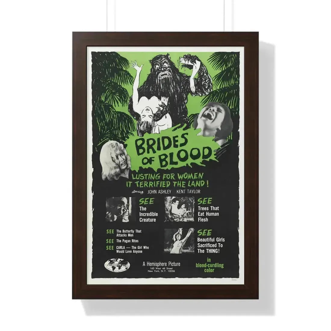 BRIDES OF BLOOD 1968 - Framed Movie Poster 16″ x 24″ Walnut - The Sticker Space