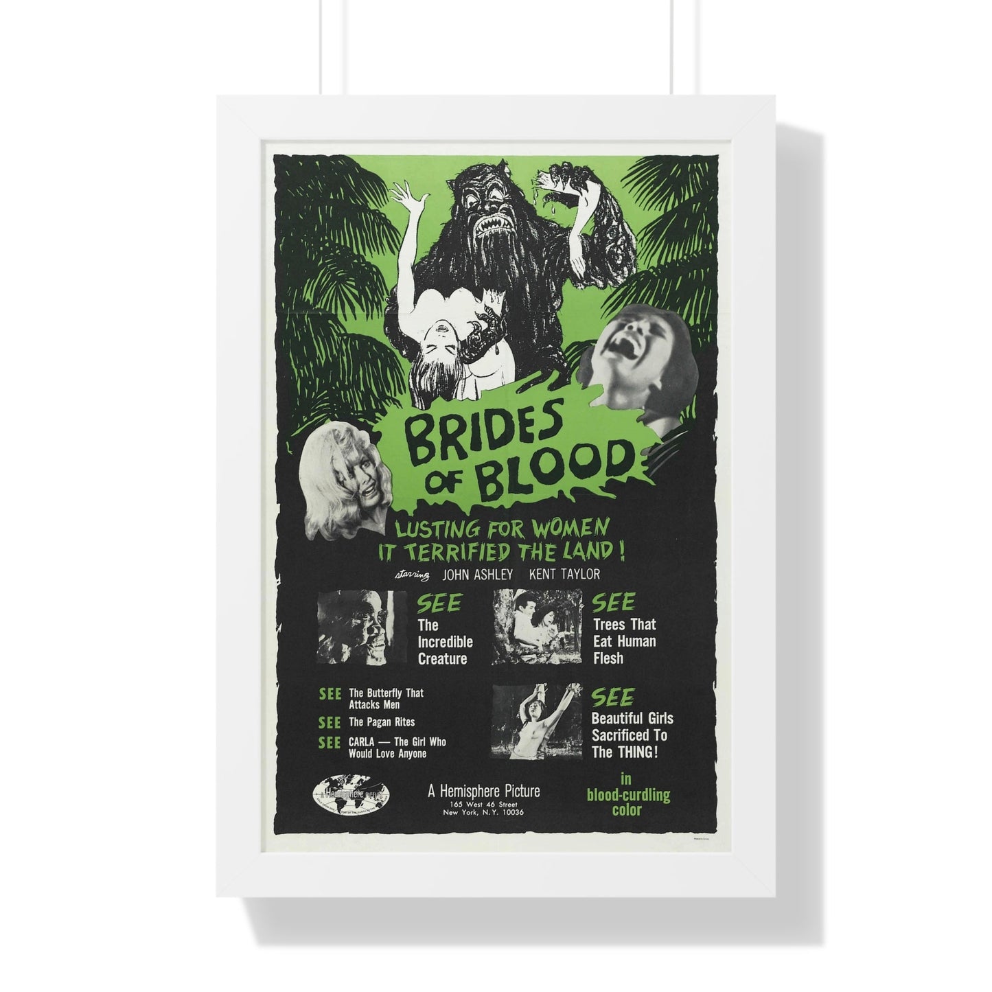 BRIDES OF BLOOD 1968 - Framed Movie Poster-16″ x 24″-The Sticker Space