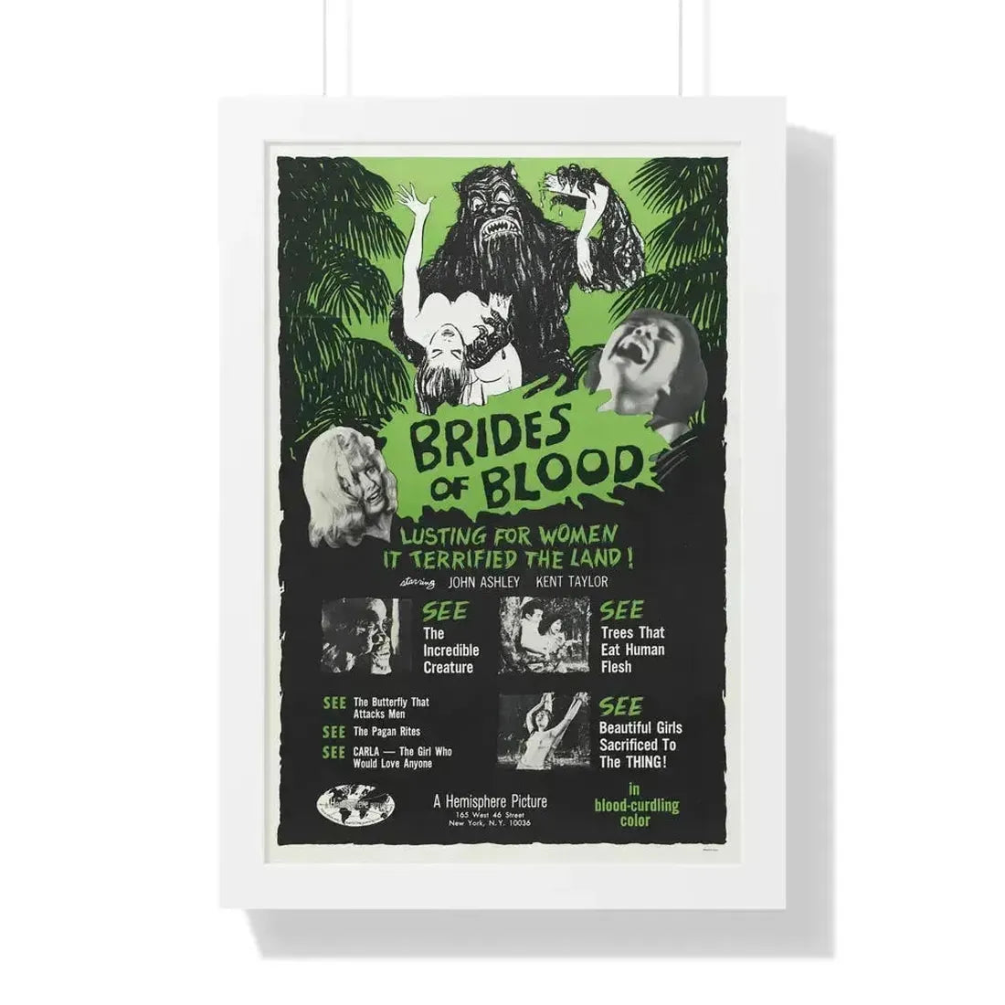 BRIDES OF BLOOD 1968 - Framed Movie Poster 16″ x 24″ White - The Sticker Space
